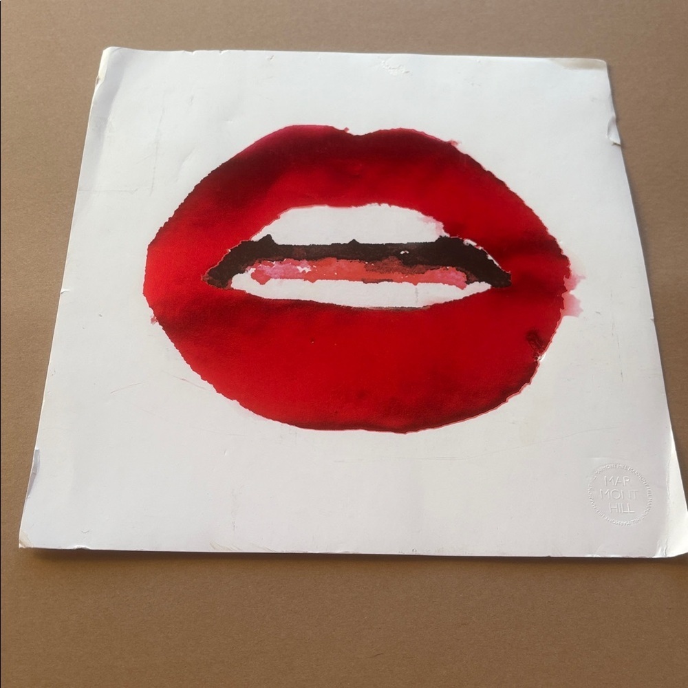 Metallic Red Lips with white teeth ~ Wall Art 12 x 12